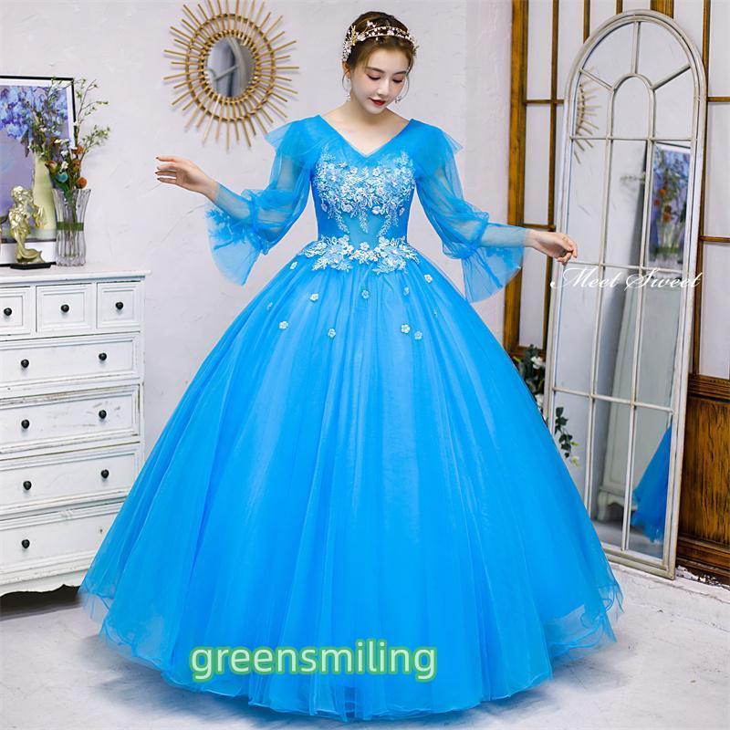 フリル付き青のロングドレス 楽天市場】カラードレス ロングドレス ブルー 水色 フリル