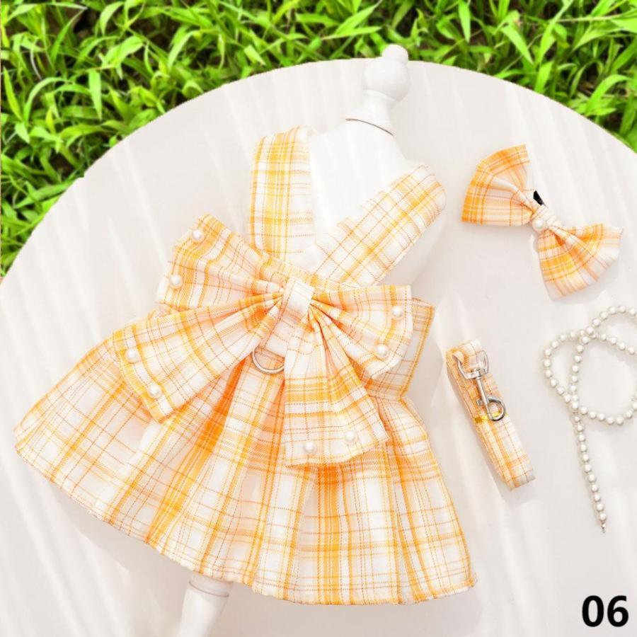 犬服 猫服 犬用ハーネス リード付き JK制服風 ワンピース 犬猫兼用