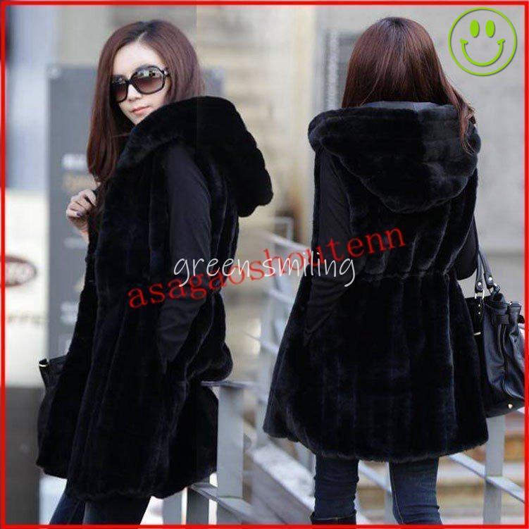 春秋冬新作♪レディース フェイクファーベスト ロング丈ベスト フード
