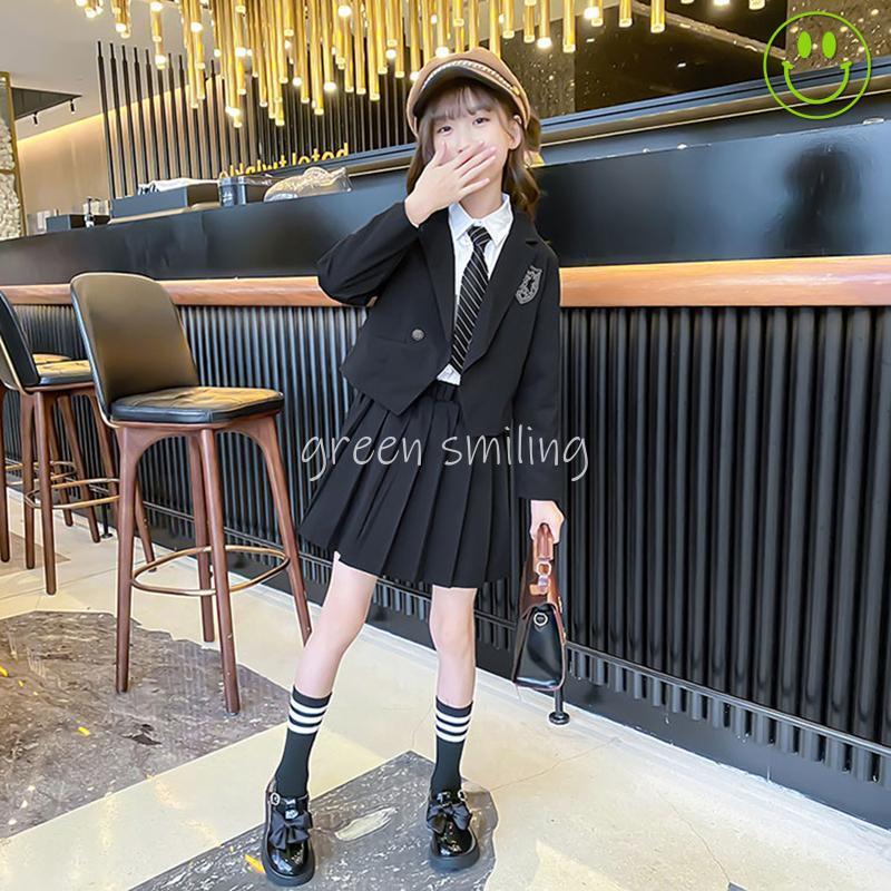 スーツ 女の子 ジャケット ギャザースカート ワイシャツ コート スカート 3点セット オシャレ カジュアル ファッション フォーマル ブレザー  ガールズ 子供制服 : Green Smiling - 通販 - Yahoo!ショッピング レディース ファッション オシャレ カワイイ 女性用 ブライト シルク ツイード バックル フェザー フリンジ ショート コート スカート スーツ