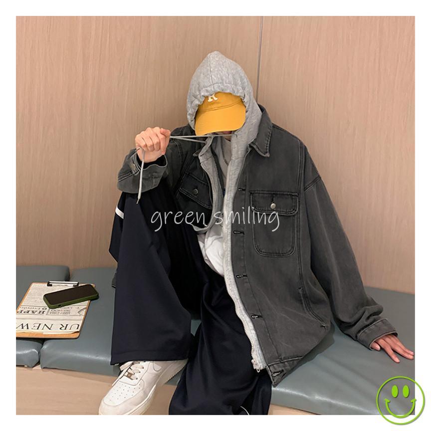 デニムジャケット メンズ Gジャン パーカー フェイクレイヤード デニムジャケット メンズ Gジャン パーカー フェイクレイヤード