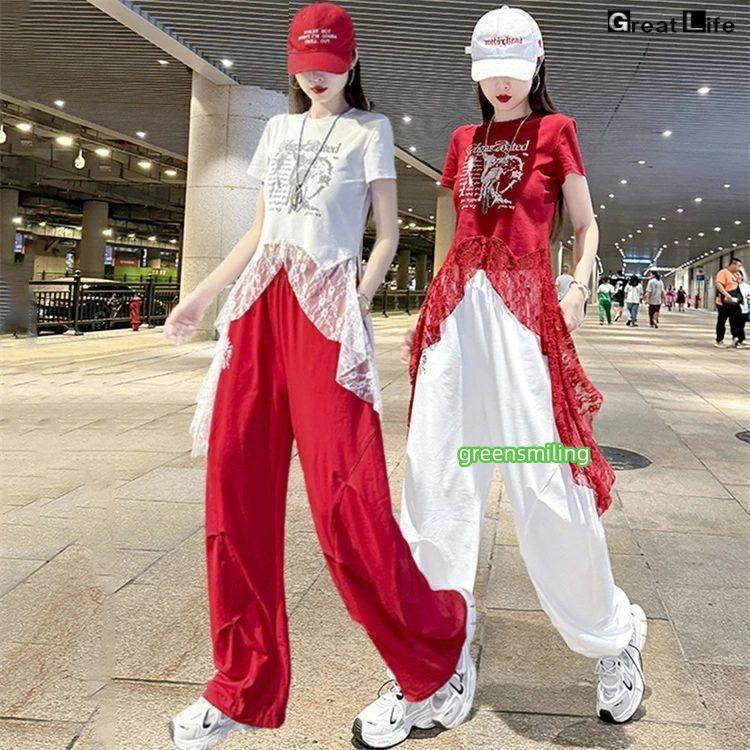 韓国 白 赤 演出服 ヒップホップ ダンス衣装 セットアップ 大人