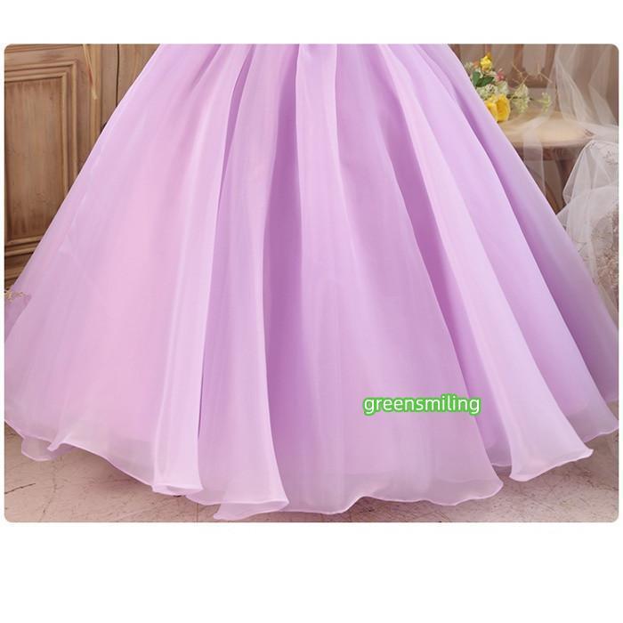 ドレス キッズ 女の子 子供ドレス パープル ラベンダー ロングドレス