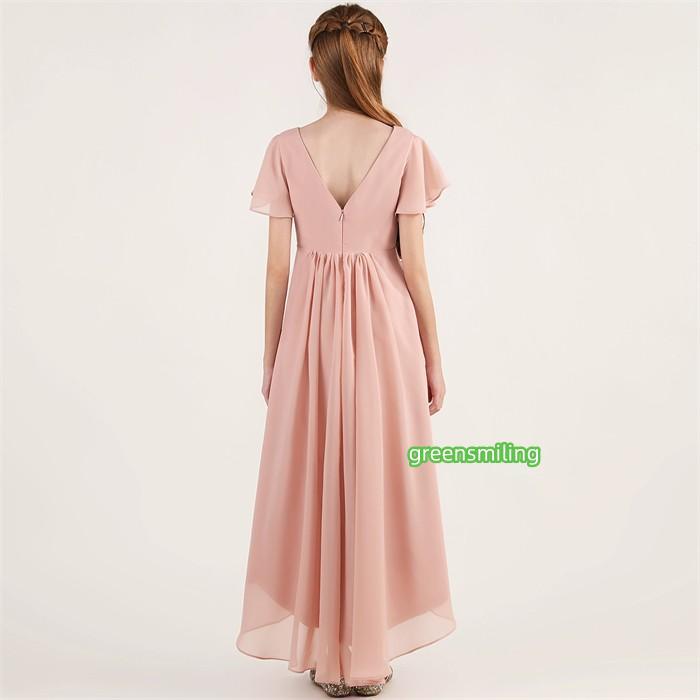 ドレス 発表会 結婚式 女の子 ピアノ発表会 シフォン 110 120 130 140 150 160 フォーマル ワンピース コンクール ロング 半袖 ピンク110cm-170cm | ブランド登録なし | 04