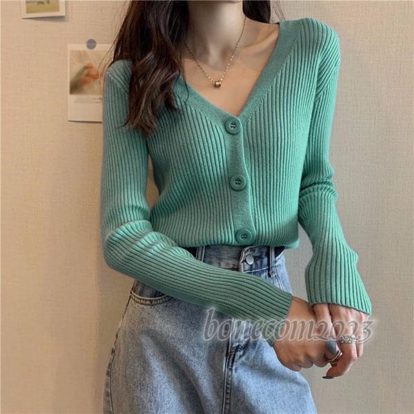 ニットカーディガン ショート丈 レディース Vネック やさしい雰囲気