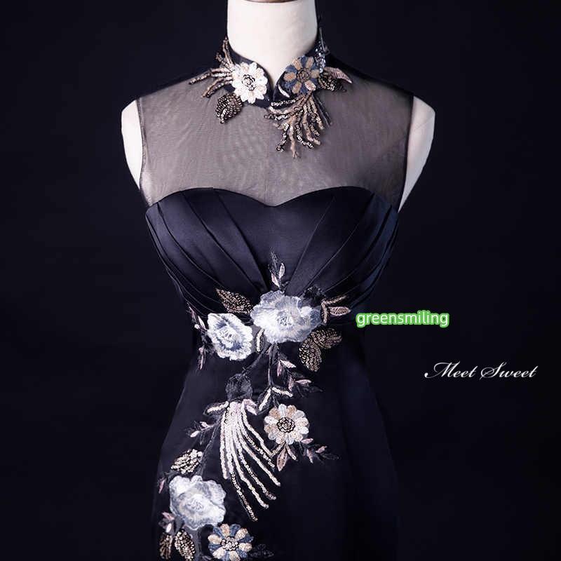 カラードレス ブラック 刺繍 演奏会 発表会 二次会 花嫁 ウエディング