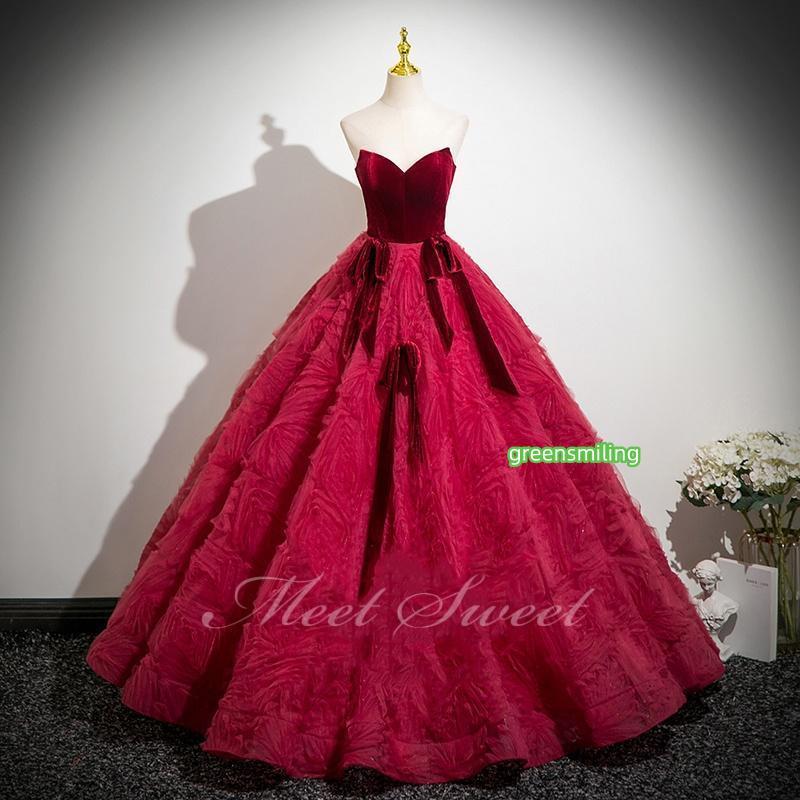美品　ロング レース　red 演奏会　発表会　二次会　衣装 カラードレス ワインレッド ベルベット 演奏会 発表会 二次会 花嫁