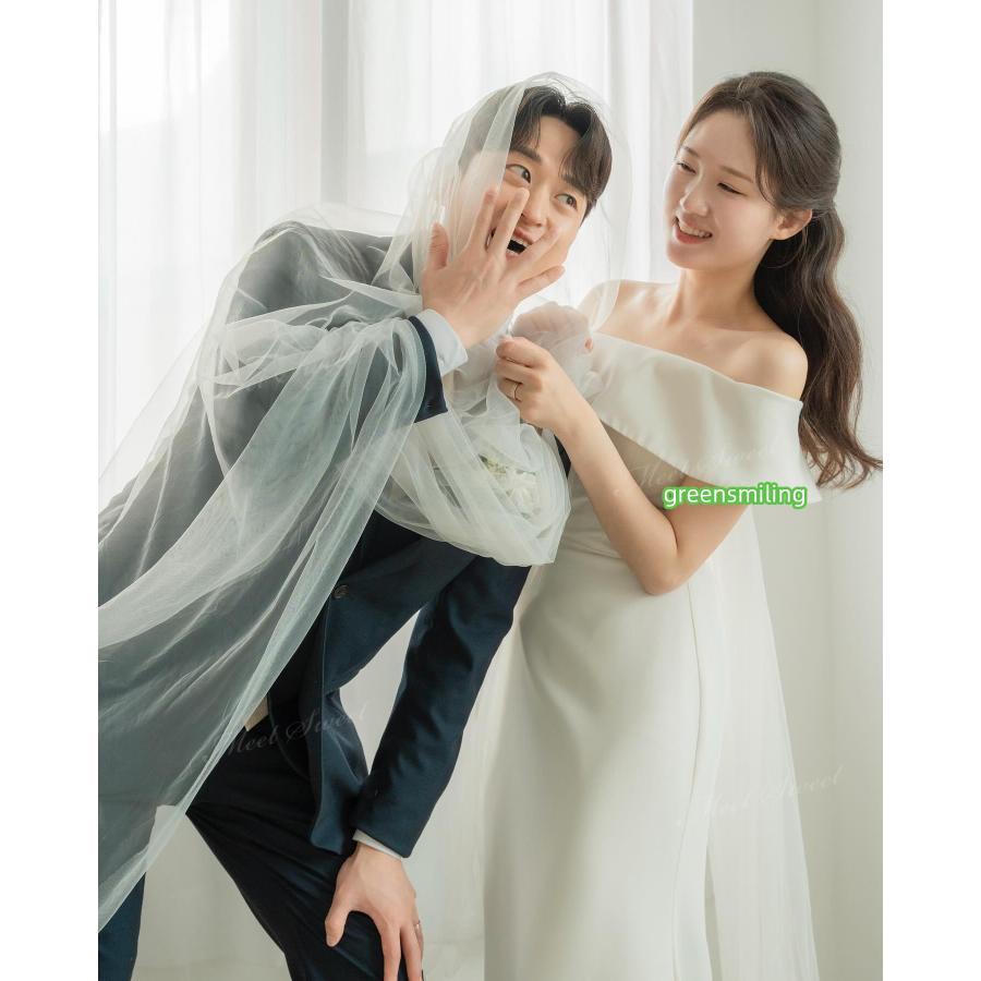 ウェディングドレス マーメイド サテン オフショルダー シンプル