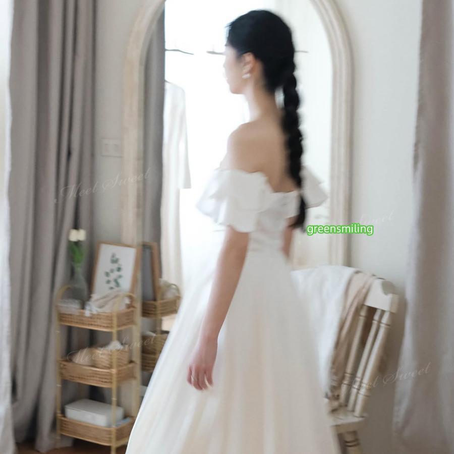 ウェディングドレス 2way つけ袖 スレンダーライン サテン ロング