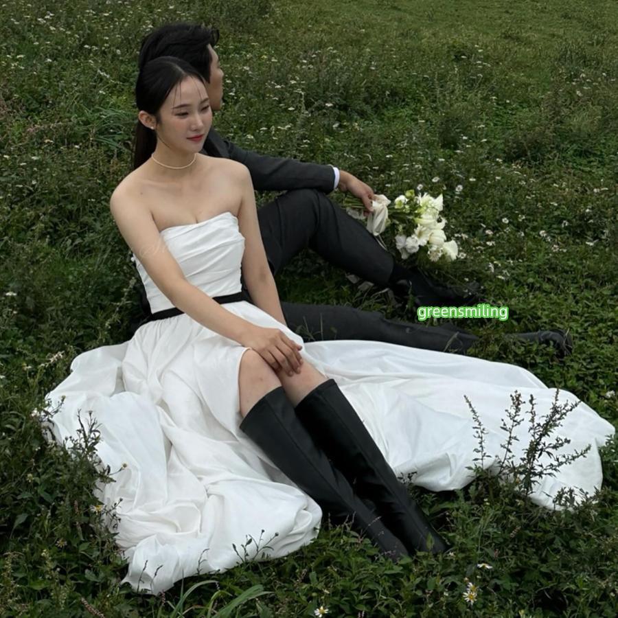 ウェディングドレス ベアトップ フィッシュテールドレス 脚見せ A