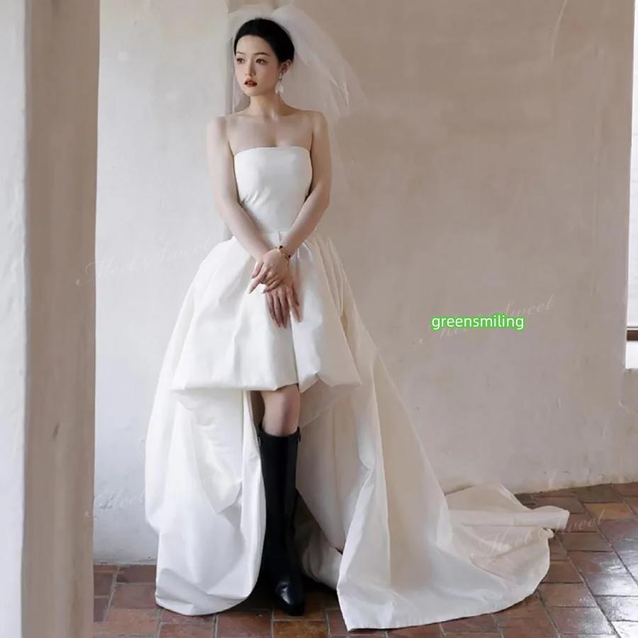 ウェディングドレス ボリューム ふわふわ トレーン フィッシュテール