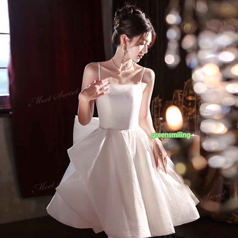 ウェディングドレス リボン大きめ ミニ ショート丈 ミニドレス 二次会