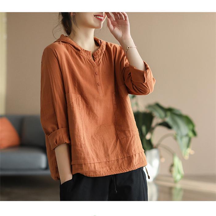 楽天市場】パーカー Tシャツ レディース ブラウス 春 夏 秋 リネン フード付き ガーゼ 長袖 シャツブラウス 綿麻トップス 着心地 半袖 大人  ゆったり 体型カバー : シルエットセレクト