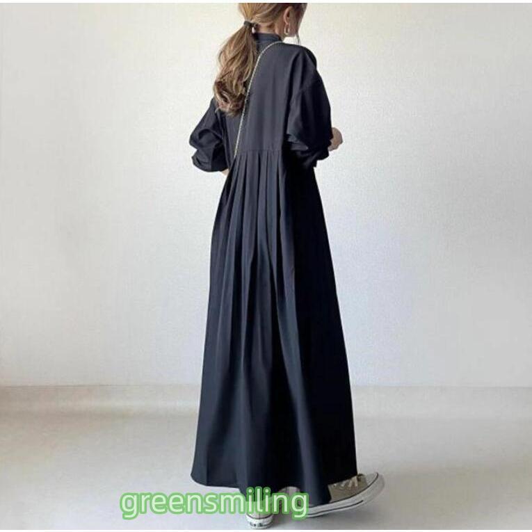 ワンピース マキシワンピース レディース 長袖 春 秋 シャツワンピース