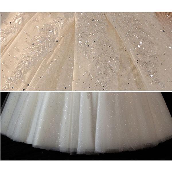 花嫁 ウェディングドレス 袖あり オフショルダー Aライン 白ドレス ワンピース プリンセス 結婚式 二次会 披露宴 前撮り 撮影用 優雅の画像