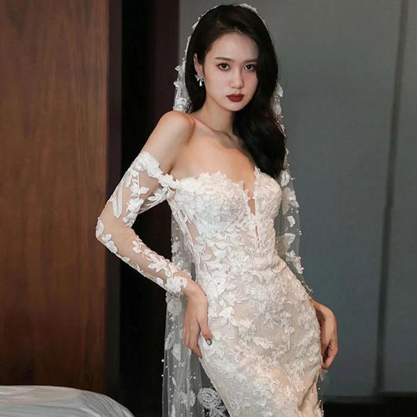 花嫁 ウェディングドレス マーメイドドレス プリンセスライン 白ドレス