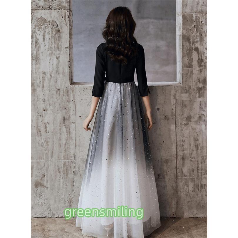 ドレス ワンピース ピアノ 発表会 韓国 ロング 長袖 黒 レディース 大きいサイズ パーティー 袖あり フォーマルドレス 結婚式 母親 ドレス | ブランド登録なし | 04