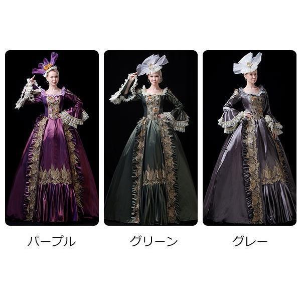 公爵夫人 ワンピース ステージ衣装お姫様ドレス貴族ドレスヨーロッパドラマ中世貴族風衣装ロングドレスパーティードレスコンクールパープルグリーングレーの画像