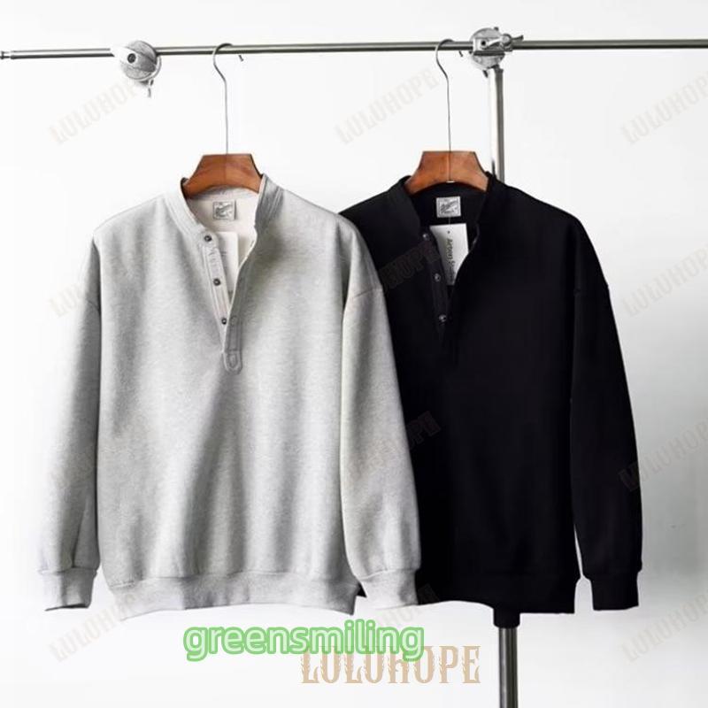 ネイビー ボタン付きハイネックトレーナー トップス カジュアル 裏起毛 ハイネック メンズ プルオーバー