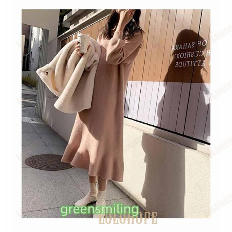 マーメイドラインニットワンピース ニットワンピース 長袖 ロング丈