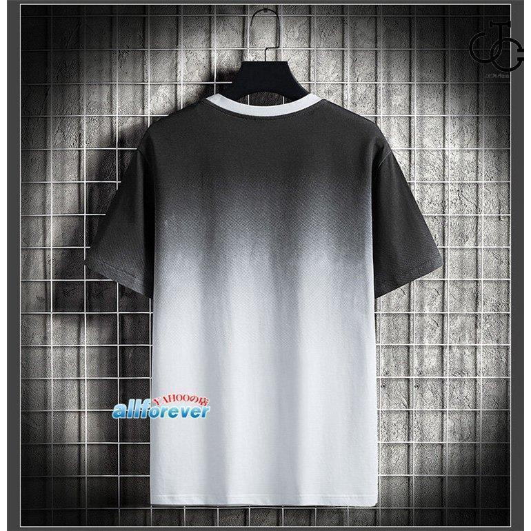 半袖Tシャツ メンズ グラデーション Tシャツ クルーネック 配色 無地T