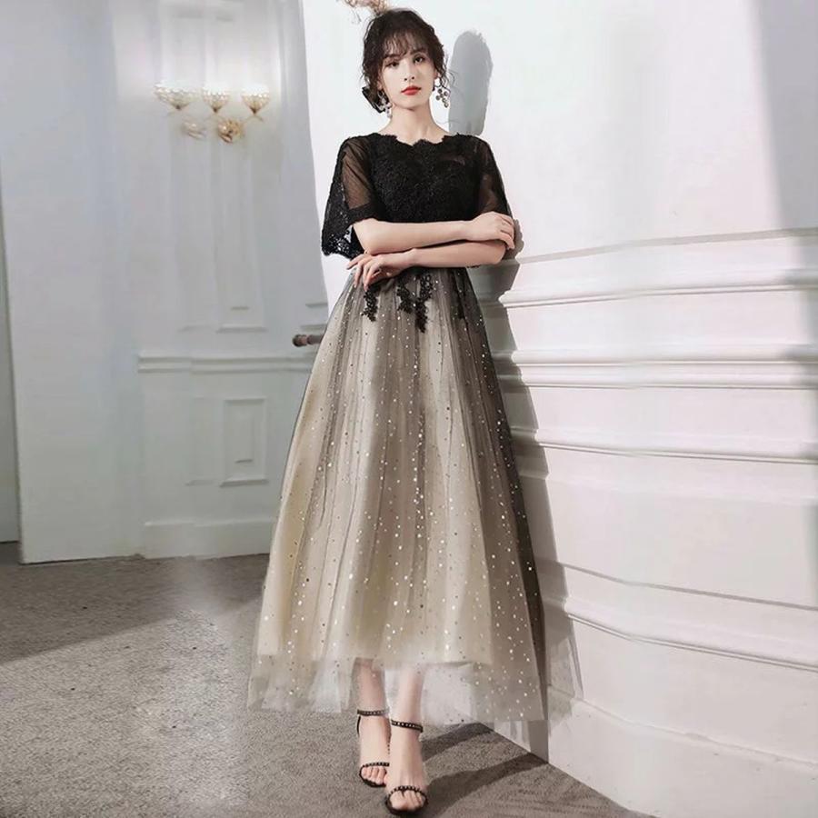 パーティードレス 結婚式 ワンピース ミモレ丈 ロング丈 演奏会 発表会