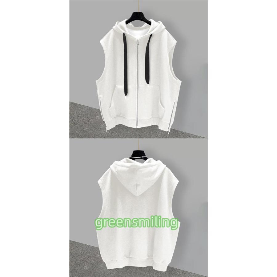 HYSTERICGLAMOURフード付きノースリーブパーカー タンク 黒と白の2色展開 メンズ フード付き ノースリーブ