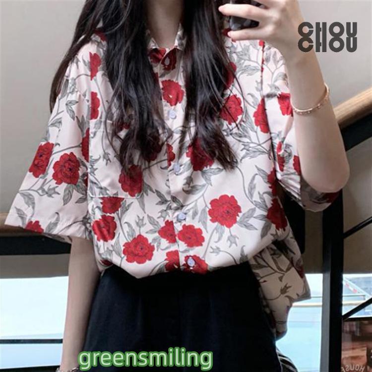 シャツブラウス 花柄ブラウス ボタニカル柄 襟付き 花柄 可愛い