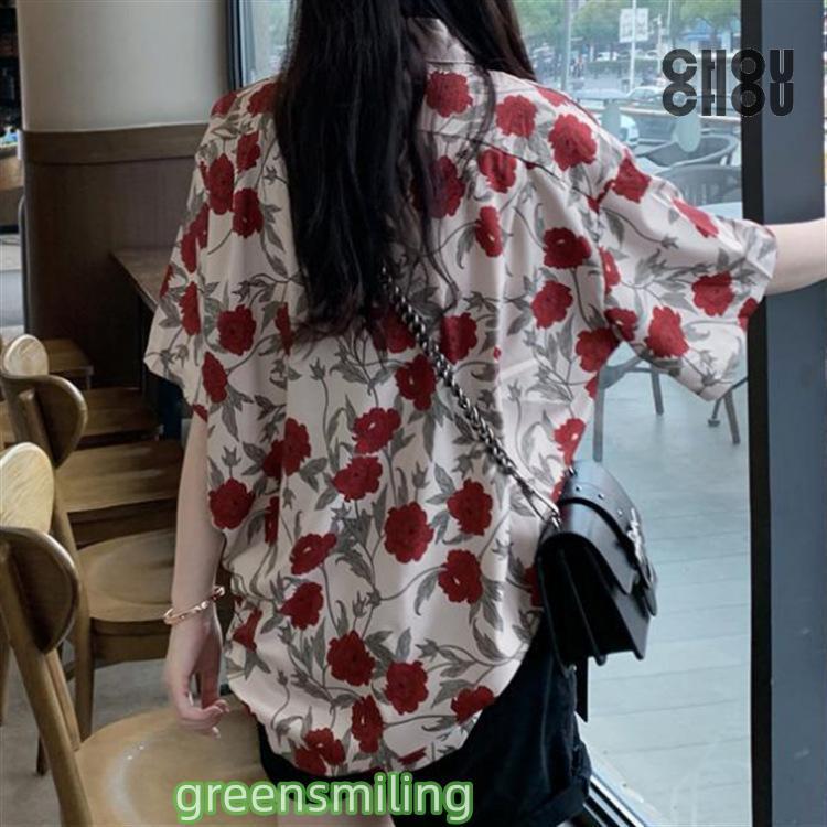 シャツブラウス 花柄ブラウス ボタニカル柄 襟付き 花柄 可愛い