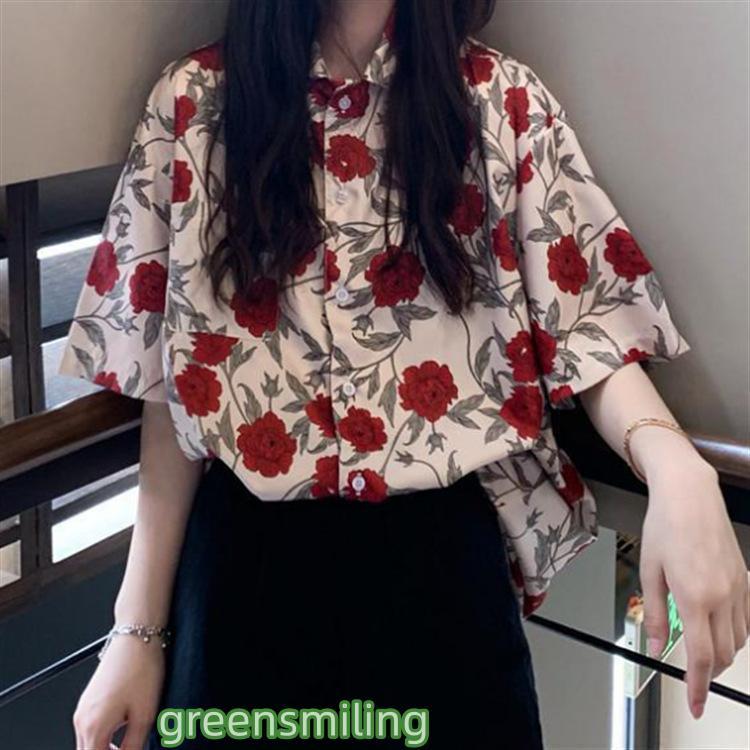 シャツブラウス 花柄ブラウス ボタニカル柄 襟付き 花柄 可愛い  