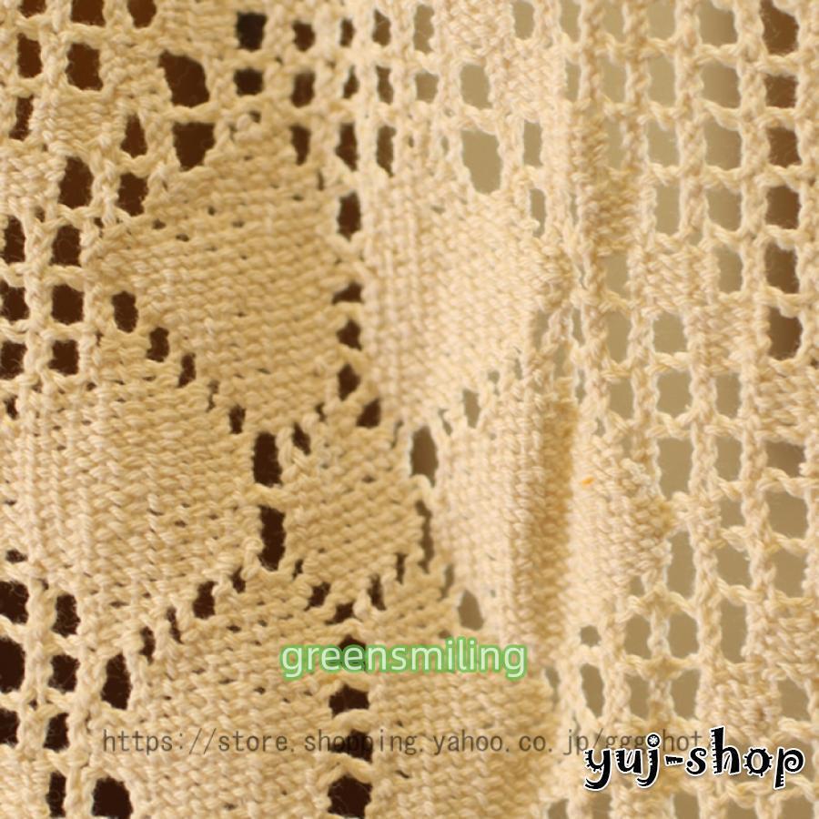 カフェカーテン【ボタニカルプリントレース　のれんスタイルタッセル付】ハンドメイド カフェカーテン【ボタニカルプリントレース のれんスタイルタッセル付