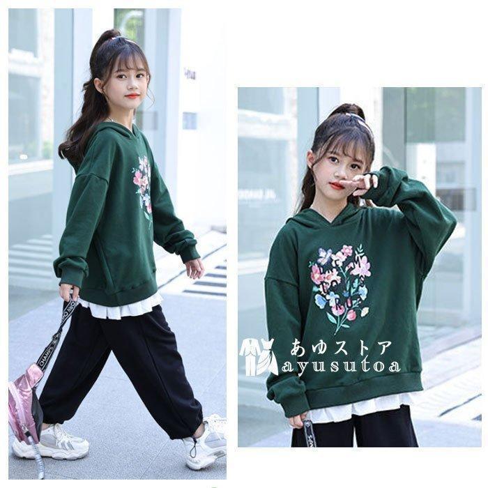 女の子 スウェット トレーナー パーカー 衛衣 長袖 フード付き キッズ
