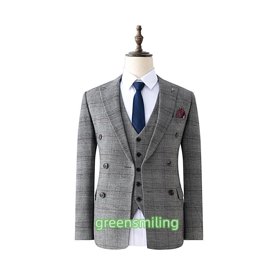 スリーピーススーツ メンズ ビジネス スリムスーツ 千鳥格子 グレン