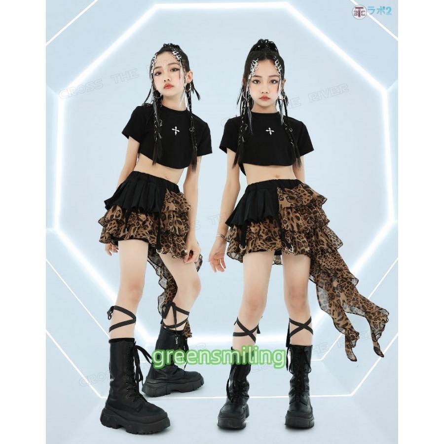 キッズダンス衣装 セットアップ 女の子 へそ出しトップス スカート