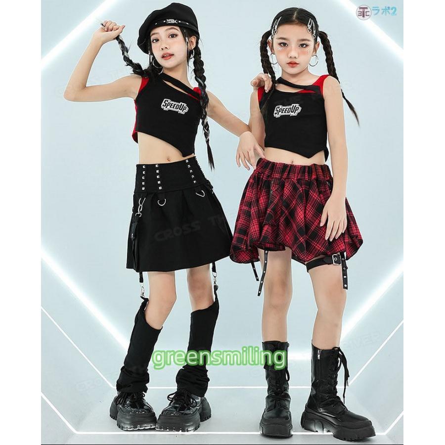 チェック柄 スカート 赤 k-pop 衣装 キッズダンス衣装 チェック柄 スカート 赤 k-pop 衣装 キッズダンス衣装
