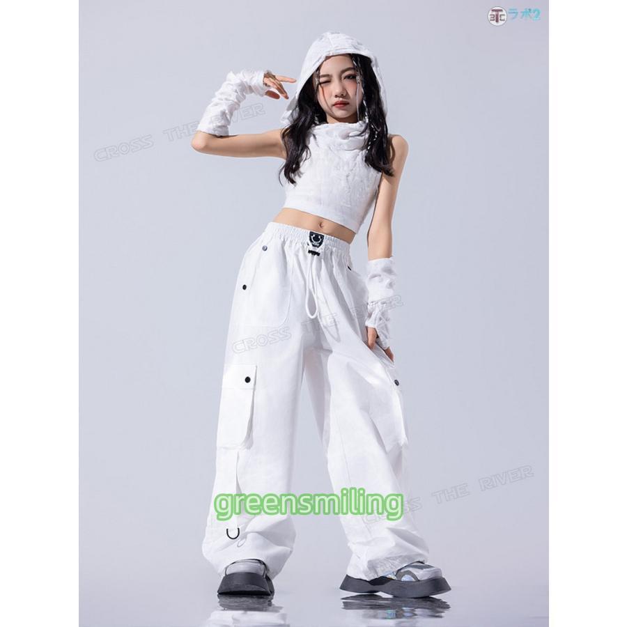 supausagi８点セット　白タンクトップ除く　I❤️BELLYDANCE キッズ へそ出し トップス ダンス衣装 女の子 白パンツ セットアップ