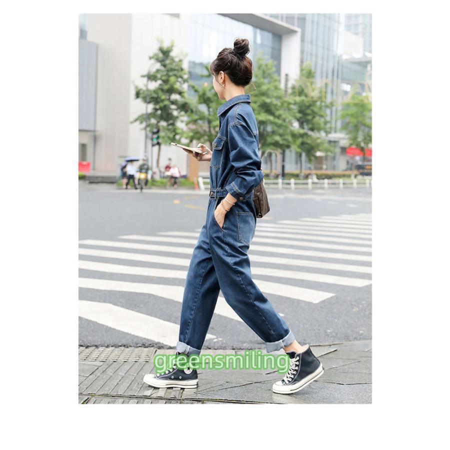 オールインワン レディース デニム 長袖 ワイドパンツ 春 秋 ゆったり 体型カバー 女性らしい お呼ばれ 可愛い 大きいサイズ おしゃれ ゆるっと カジュアル オールインワン レディース デニム 長袖 ワイドパンツ 春 秋 ゆったり
