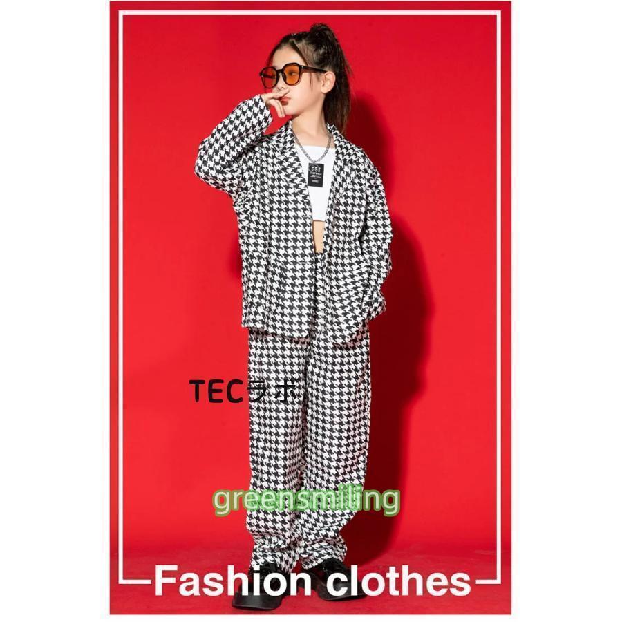 キッズ ダンス 衣装 セットアップ 千鳥柄 パンツスーツ ジャケット