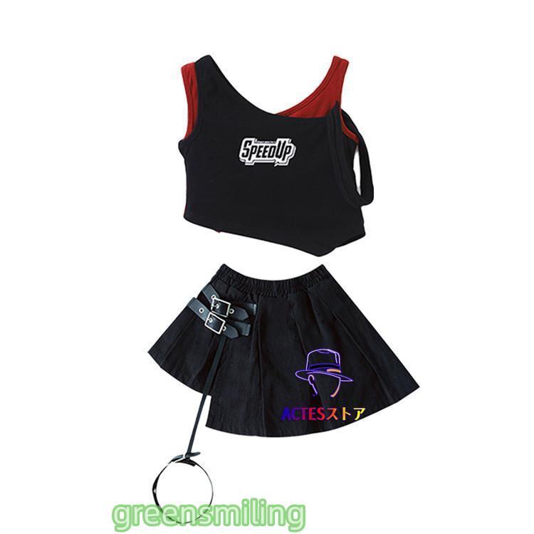 赤黒 セットアップ キッズ ダンス 衣装 ヒップホップ 女の子 赤 黒