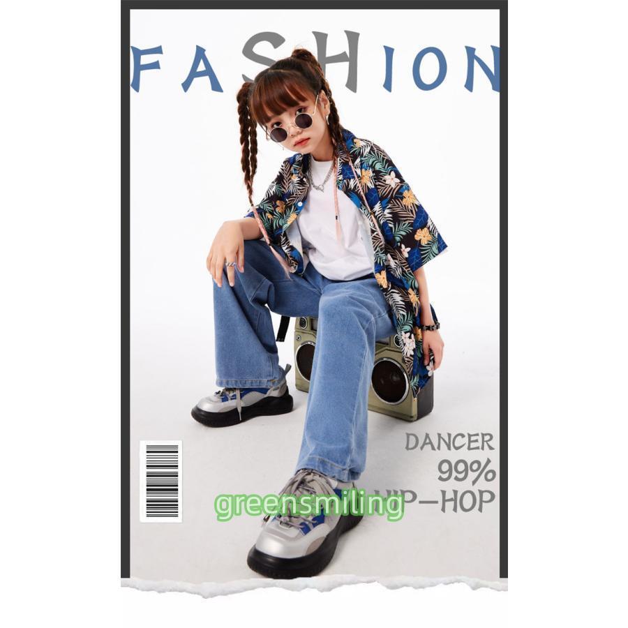 柄シャツ 4タイプ キッズ アロハシャツ ダンス衣装 セットアップ