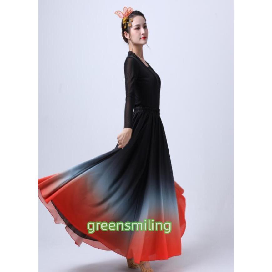ダンス衣装 スカート ロング丈 広がる 大きい裾 グラデーション スカート 大人 古典舞踊 中華ダンス モダンダンス ラテン ワルツ タンゴ フラメンコ フラダンス | ブランド登録なし | 04