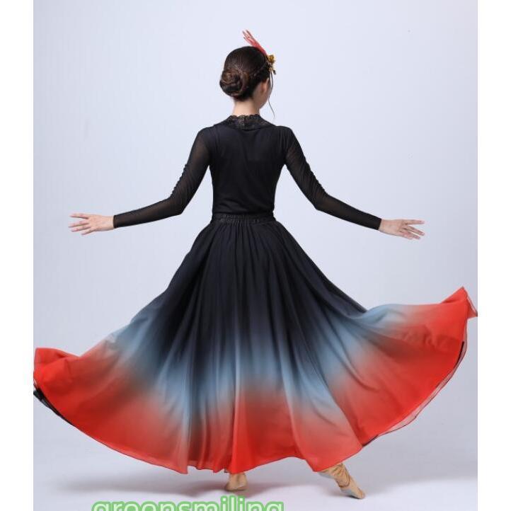 ダンス衣装 スカート ロング丈 広がる 大きい裾 グラデーション スカート 大人 古典舞踊 中華ダンス モダンダンス ラテン ワルツ タンゴ フラメンコ フラダンス | ブランド登録なし | 06