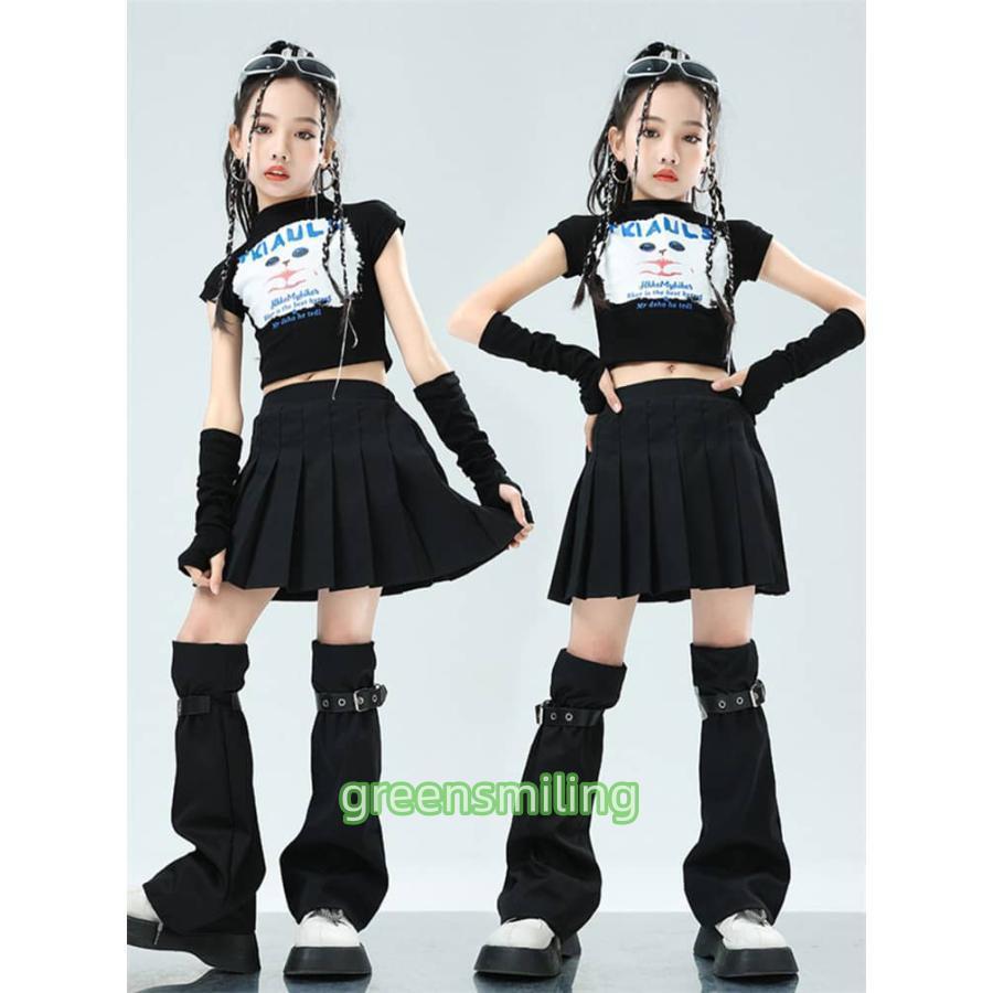 キッズダンス衣装 セットアップ チアガール y2k 黒 トップス