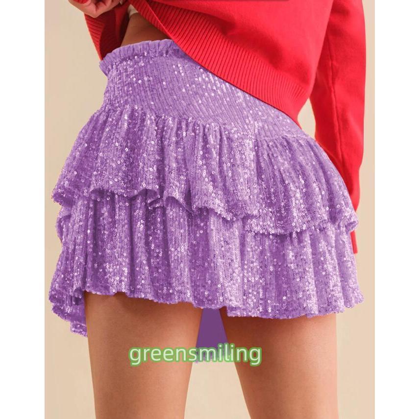 スパンコールスカート ミニスカート レディース半身スカート