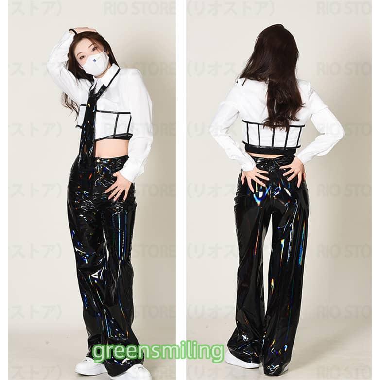 大人 韓国 ダンス衣装 セットアップ ヒップホップ ダンス衣装 レディース 黒 フェイク レザー パンツ キッズ 女の子 ジャズダンス衣装 上下セット k-pop アイド 大人 韓国 ダンス衣装 セットアップ ヒップホップ レディース 黒