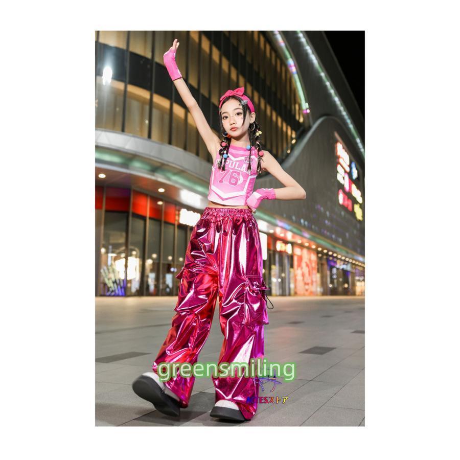 ヒップホップ ダンス衣装 セットアップ キッズ チアガール ピンク