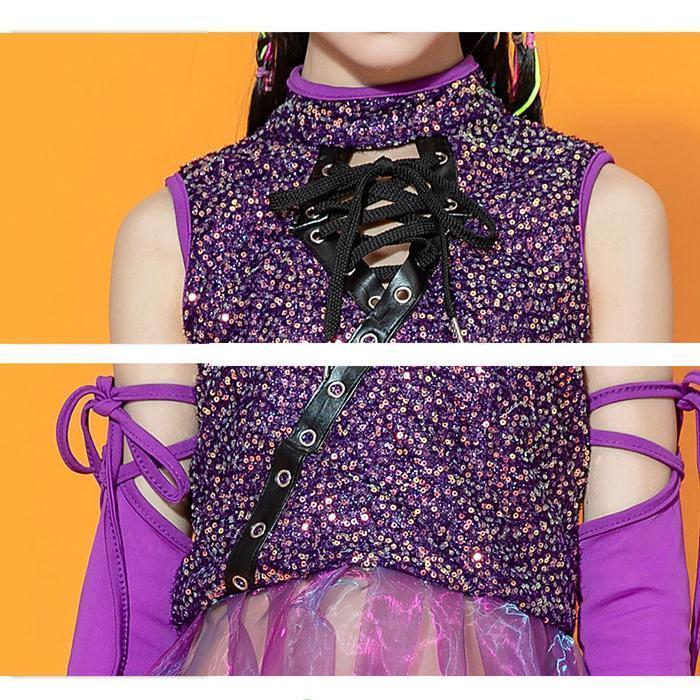 キッズ 子供用 ダンス衣装 ヒップホップ セットアップ 手袋付き