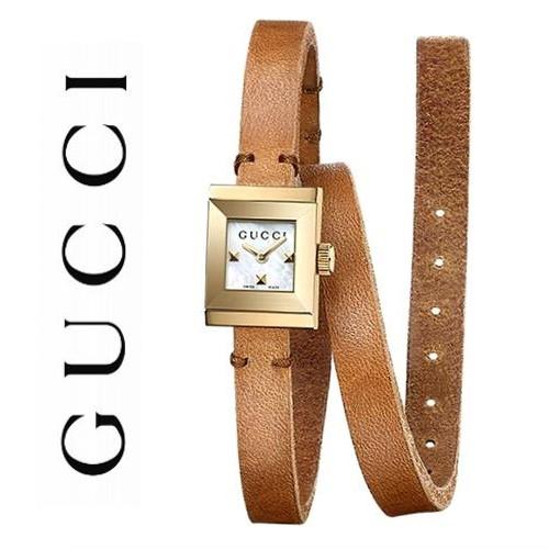 グッチ 時計 Gフレーム 蜂 ビー マザーオブパール レディース 腕時計 ダブルストラップ ブラウンレザー Ya Gucci G Frame Ya グリーンテラス 通販 Yahoo ショッピング