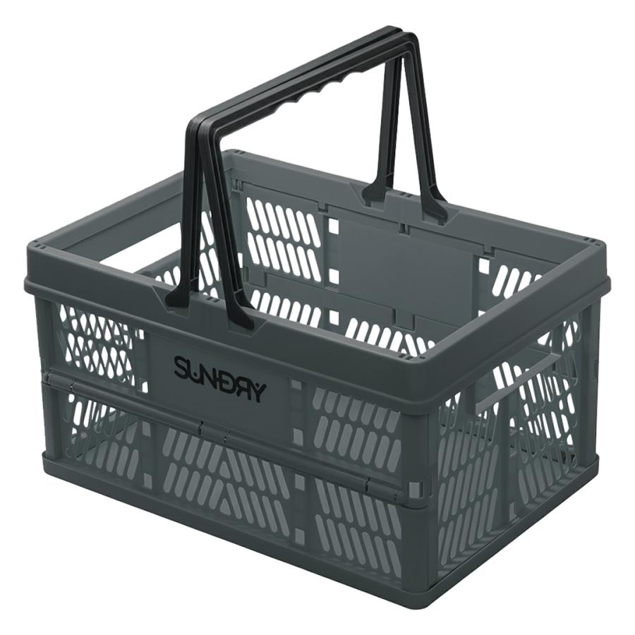 かご バスケット 収納カゴ 折りたたみ式 グレー Lサイズ 角利 SUNDRY