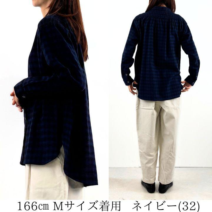 リラシク LILASIC シャーリング ブラウス シャツ レディース ソフトネル 長袖 無地 チェック トップス 綿100％ M便 不可] | LILASIC | 07